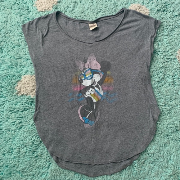 Hollister Minnie Mouse Disney XXS T Shirt Top Short Sleeve Women Gray Tee VTG - Picture 1 of 9